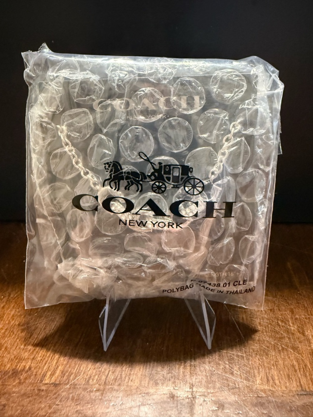 New COACH Signature C Link Silver Tone Pave Crystal Designer Chain Necklace - Picture 3 of 3